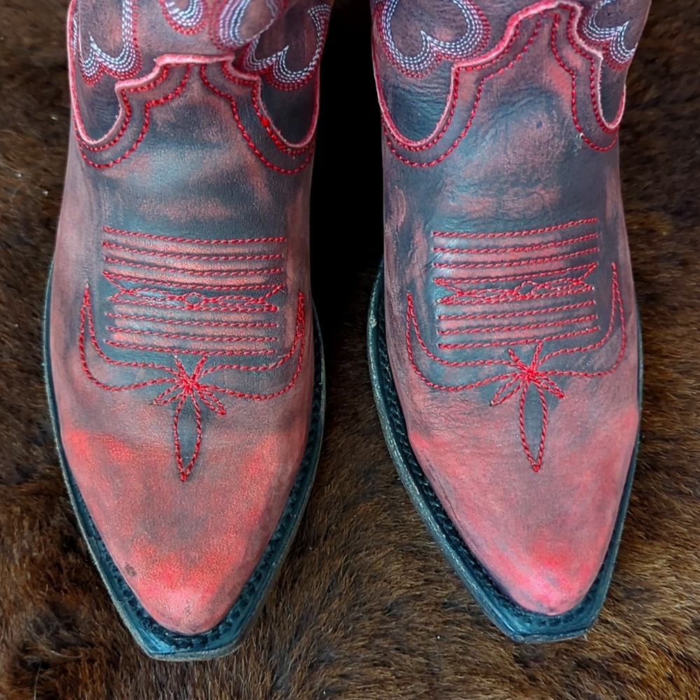 LIBERTY BLACK LB711219C Sienna classic snip toe cowgirl boot Vintage Rojo Red 7 - Picture 12 of 16